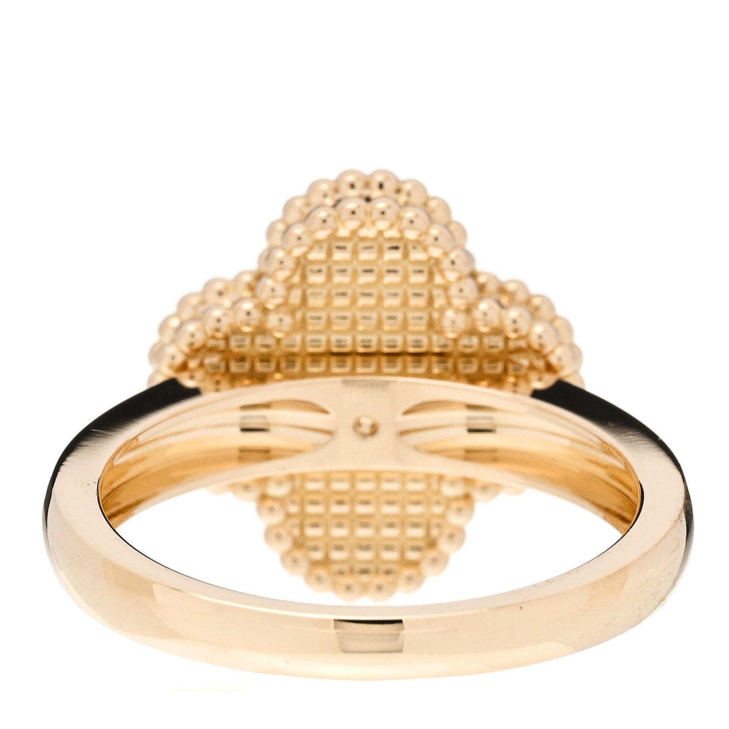 18K Yellow Gold Diamond Malachite Vintage Alhambra Ring 55 7.25