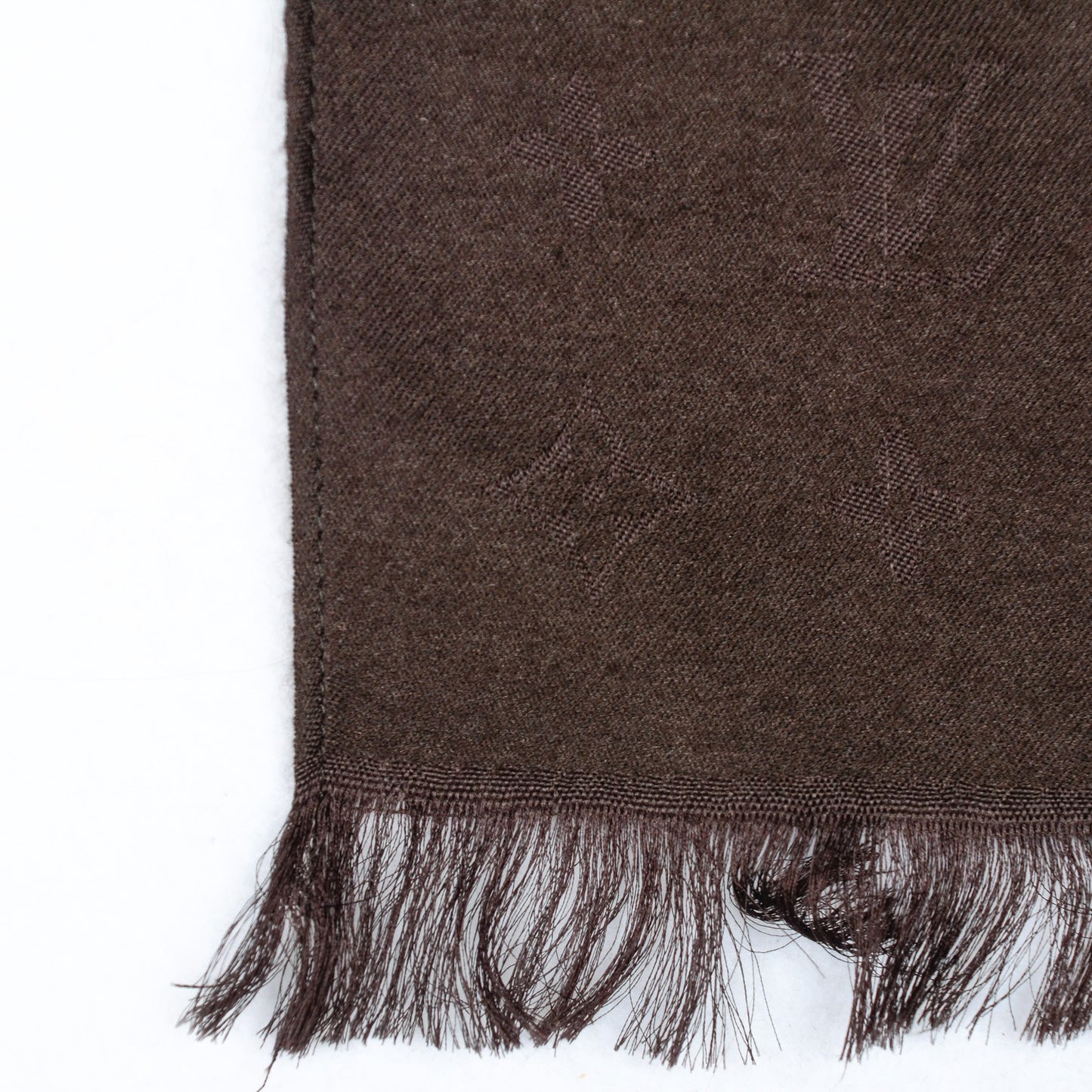 Silk Cashmere Monogram Damier Stole Brown