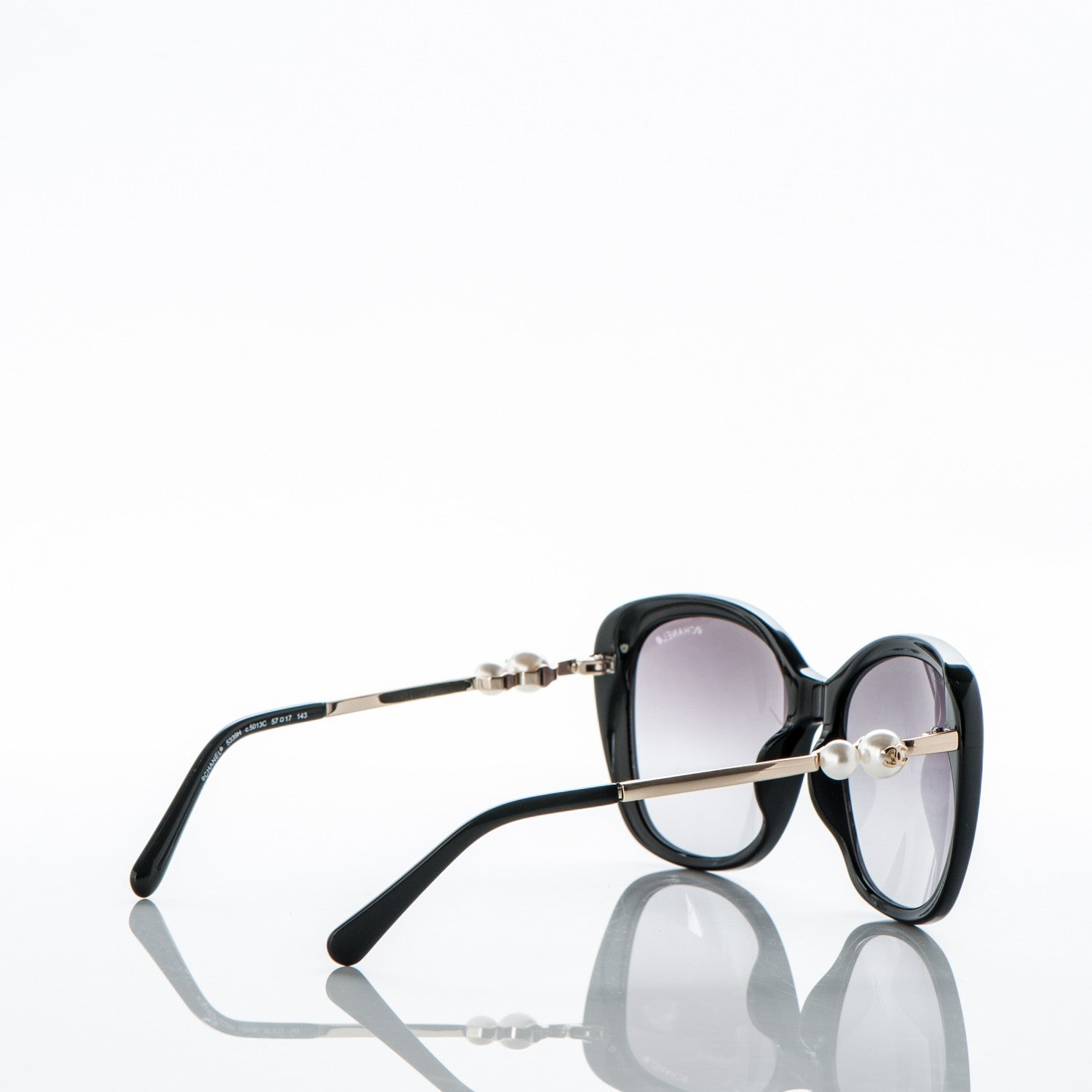 Chanel Acetate Butterfly Winter Pearl Sunglasses 5339-H Black 4 of 7