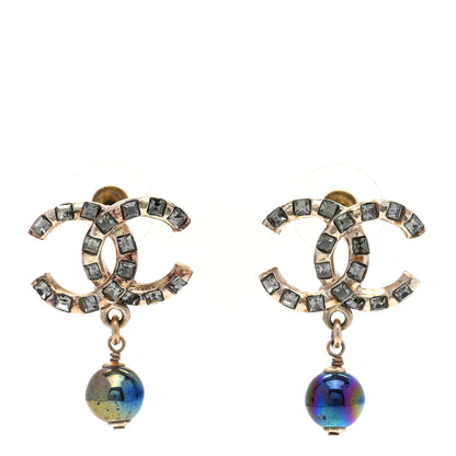 Chanel Crystal CC Drop Earrings Blue 1 of 4