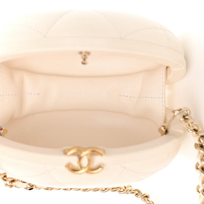 Chanel Lambskin Quilted Oval Minaudiere Chain Clutch White 5 of 12