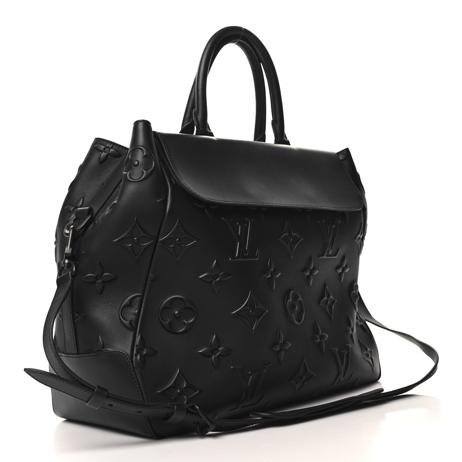 Louis Vuitton Monogram Seal Steamer Tote Black 3 of 9