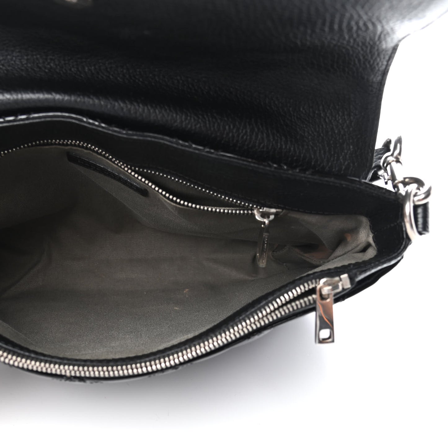Patent Quilted Single Flap Black