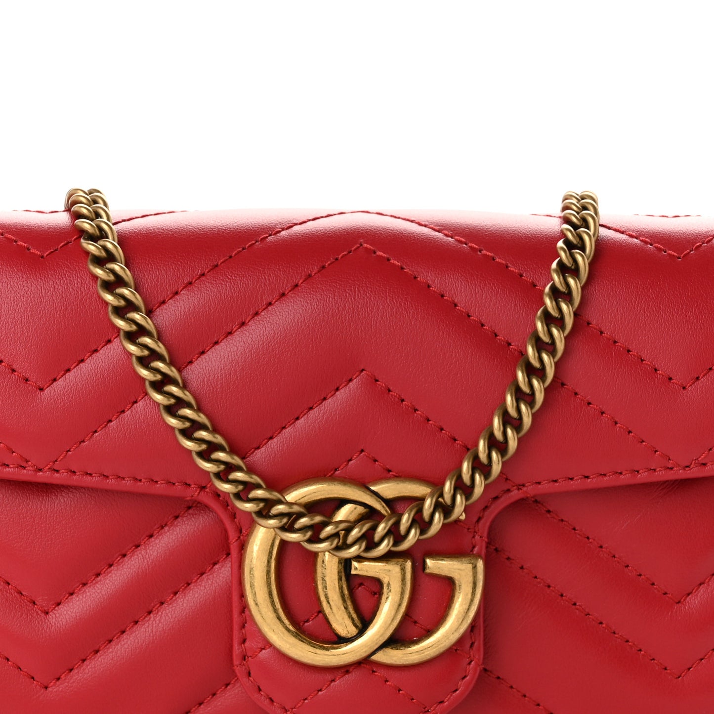 Calfskin Matelasse Super Mini GG Marmont Shoulder Bag Hibiscus Red