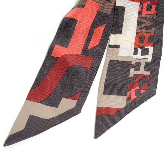 Hermes Silk Capitales Twilly Anthracite Corail Rouge 4 of 5