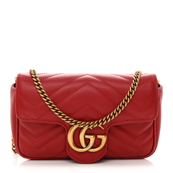 Gucci Calfskin Matelasse Super Mini GG Marmont Shoulder Bag