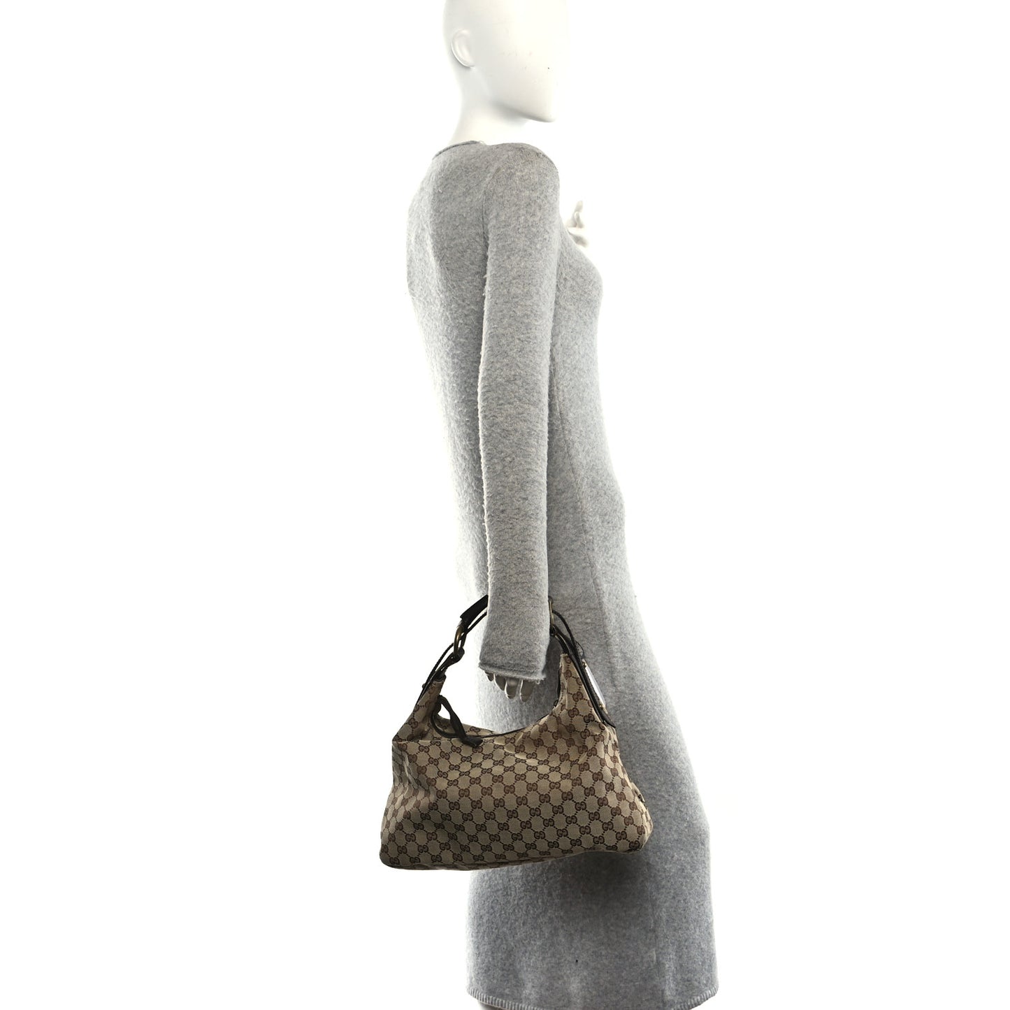 Monogram Medium Horsebit Chain Hobo Dark Brown