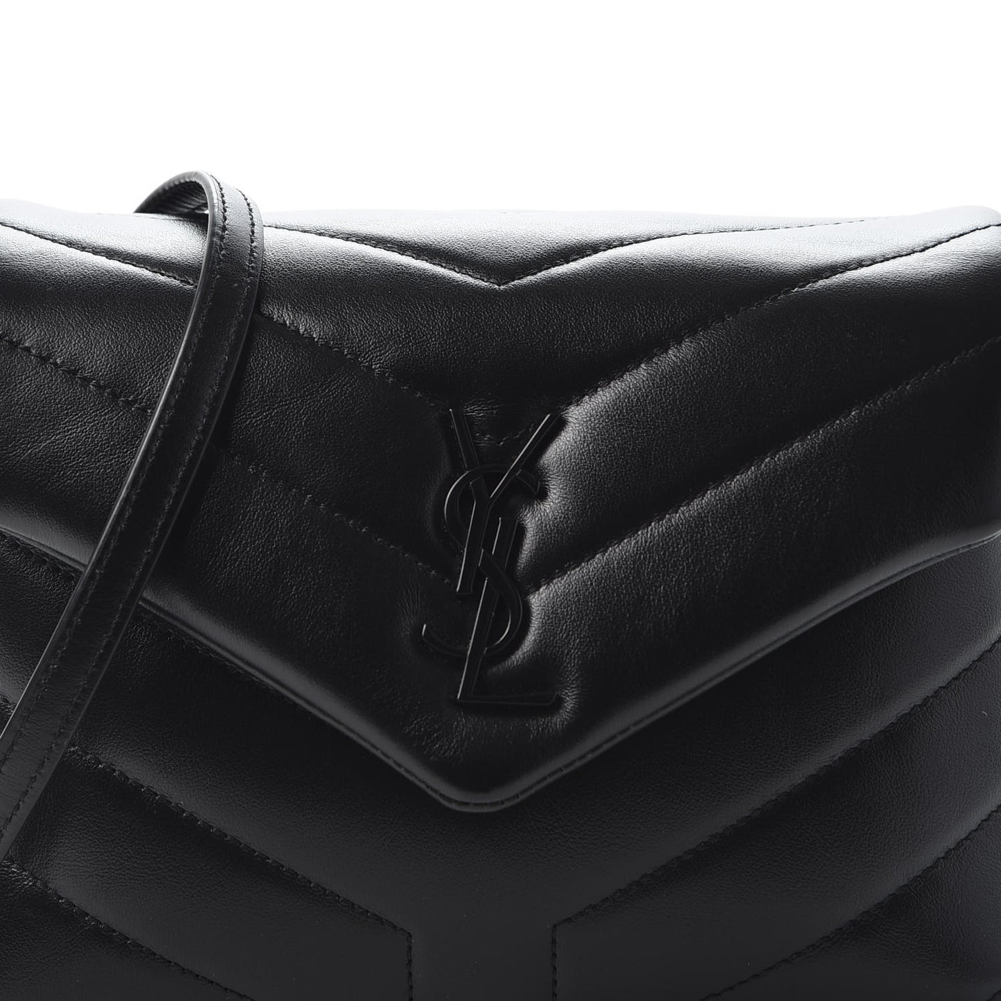 Calfskin Y Quilted Monogram Toy Loulou Crossbody Bag Black