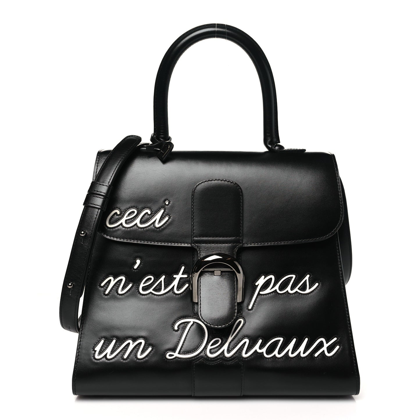 Calfskin MM L'Humour Brillant Satchel Black