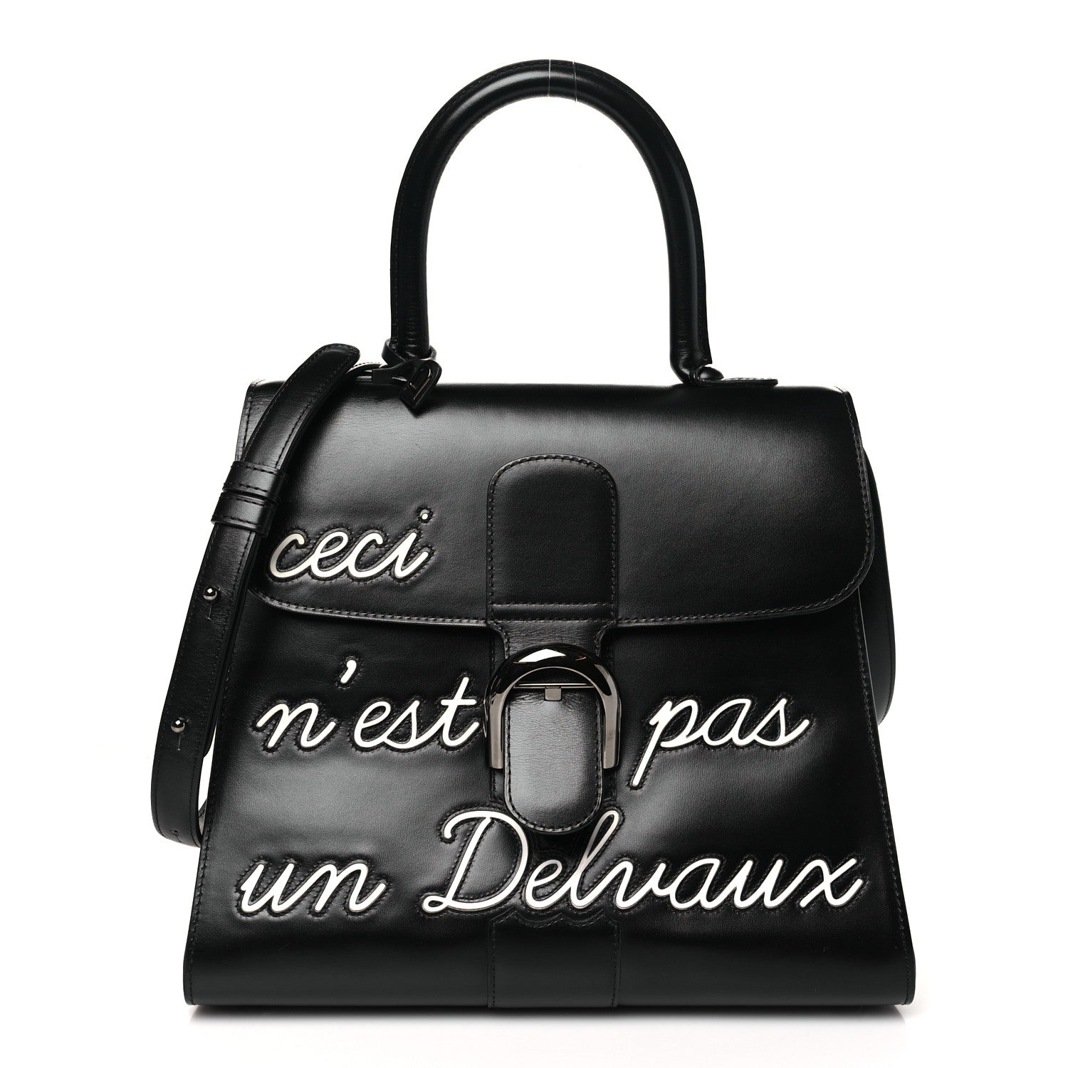 Delvaux Calfskin MM L'Humour Brillant Satchel Black 1 of 11