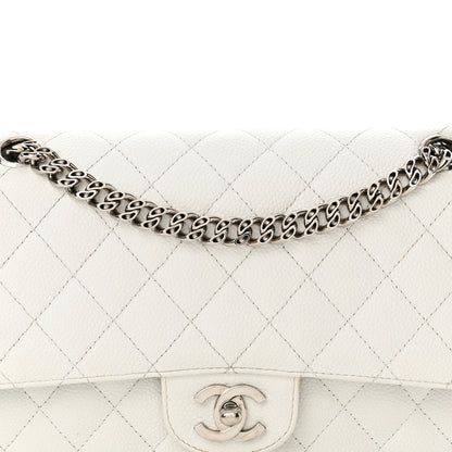 Chanel Caviar Quilted Medium Double Flap Bijoux Chain White 7 of 26
