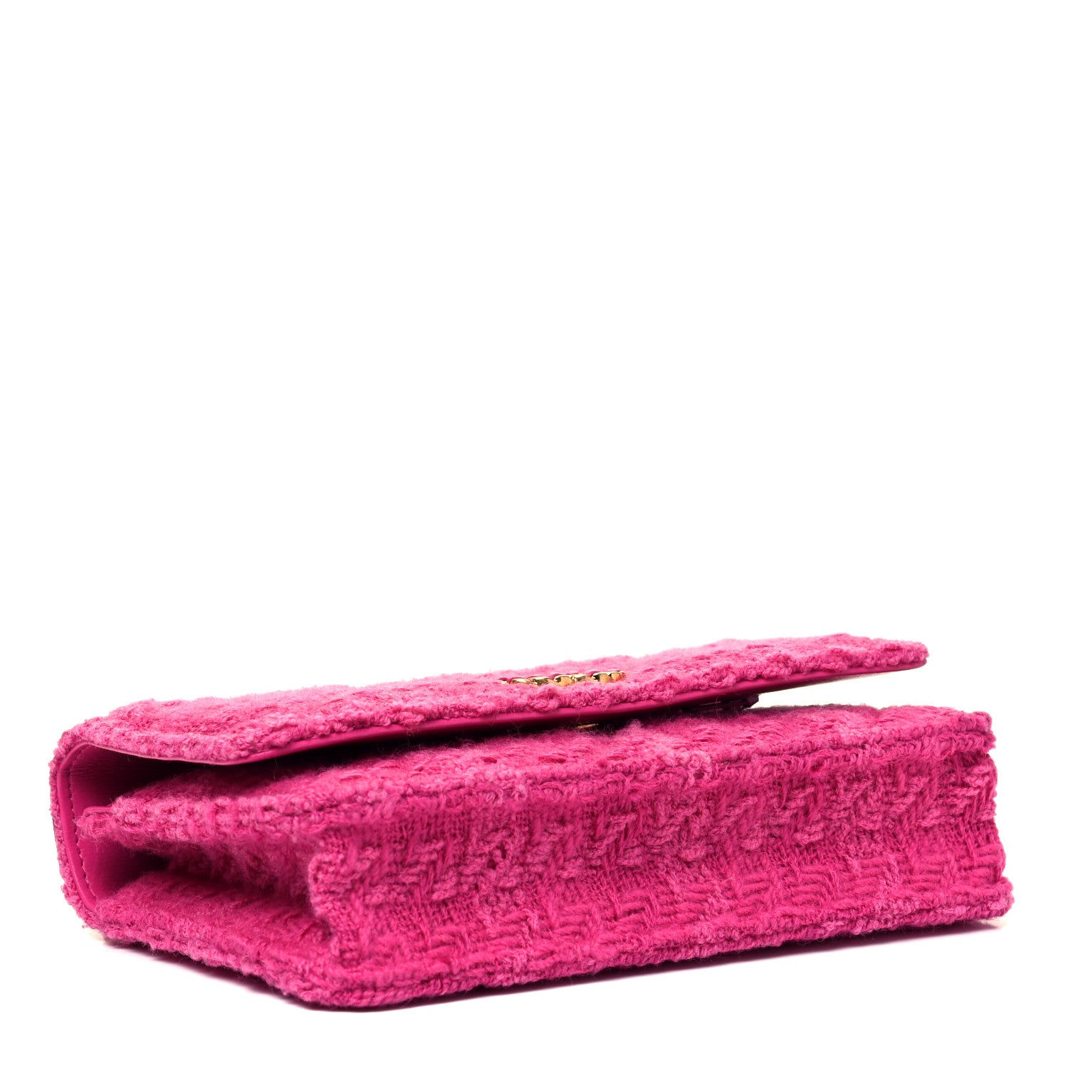 Chanel Wool Tweed Lambskin Quilted Chanel 19 Wallet On Chain WOC Fuchsia 3 of 8