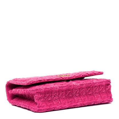 Chanel Wool Tweed Lambskin Quilted Chanel 19 Wallet On Chain WOC Fuchsia 3 of 8