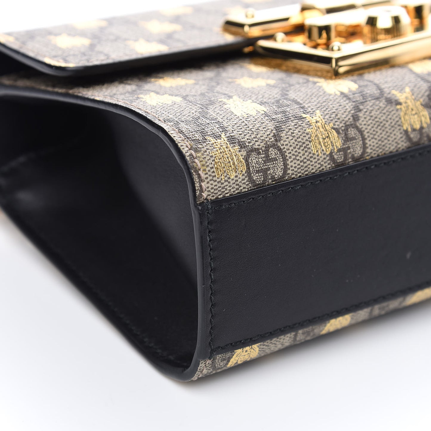 GG Supreme Monogram Bees Small Padlock Shoulder Bag Black