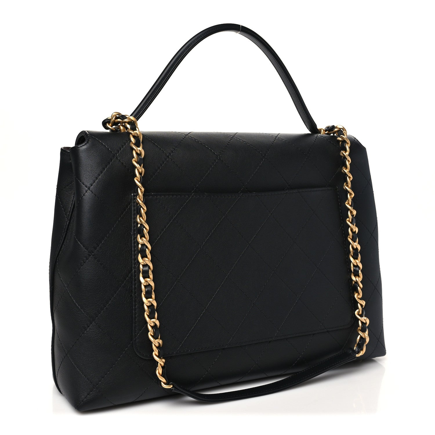 Chanel Calfskin Stitched Maxi Flap Top Handle Black 3 of 11