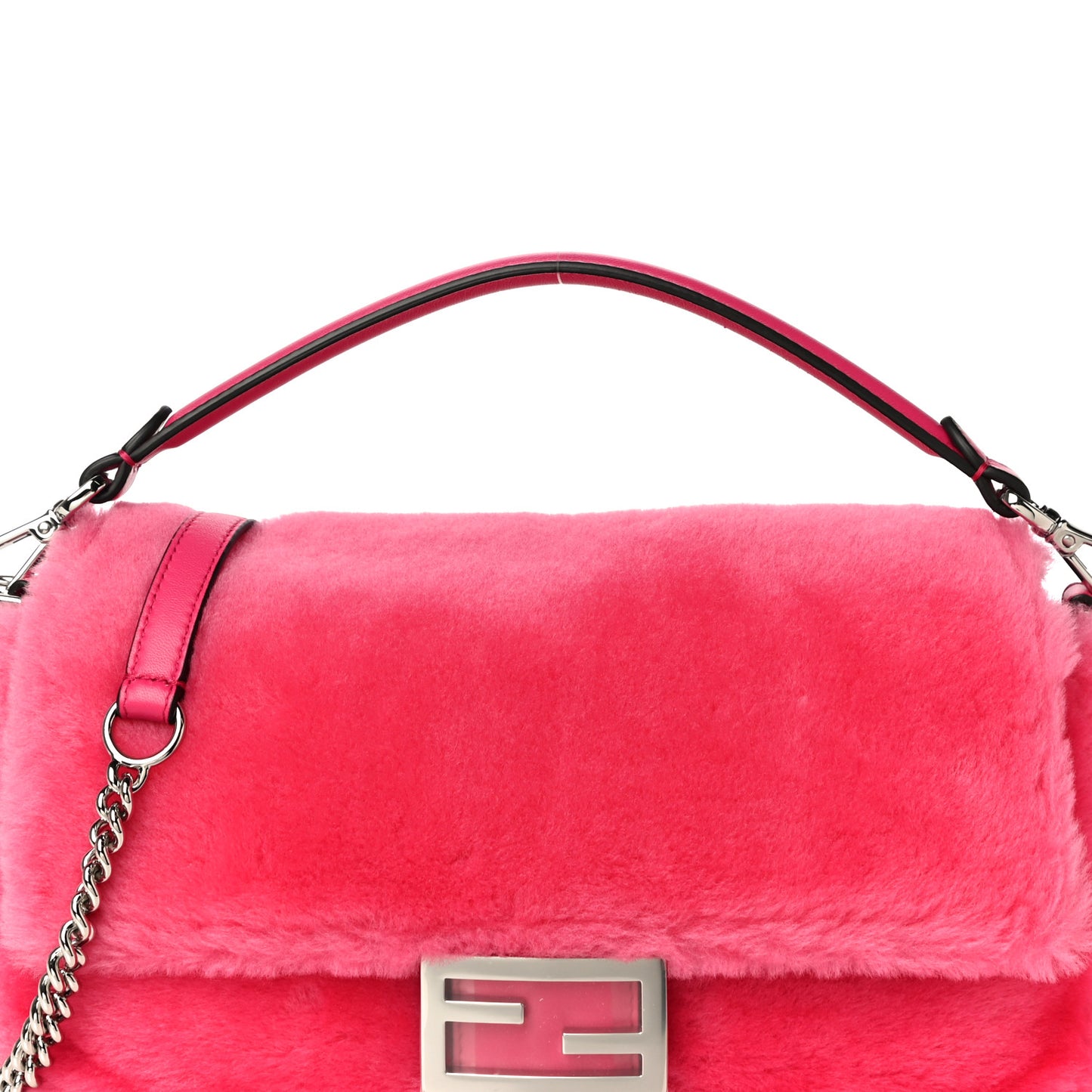 Shearling Shiny Nappa Baguette Rosa Fluo