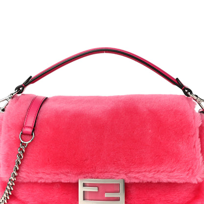 Fendi Shearling Shiny Nappa Baguette Rosa Fluo 8 of 10