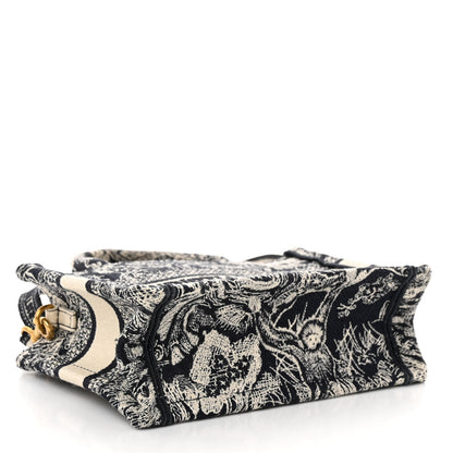 Christian Dior Canvas Embroidered Toile De Jouy Reverse Mini Book Tote With Strap Blue Multicolor 4 of 10
