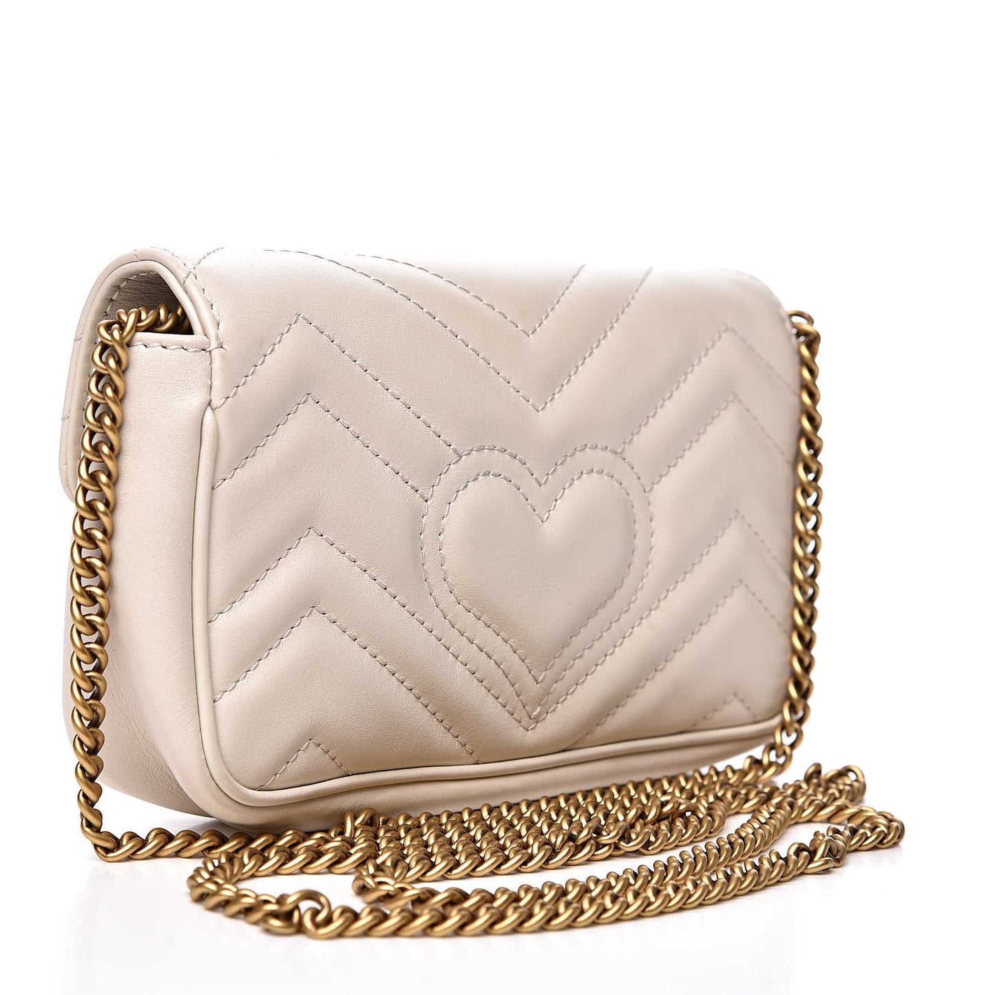 Calfskin Matelasse Super Mini GG Marmont Shoulder Bag White