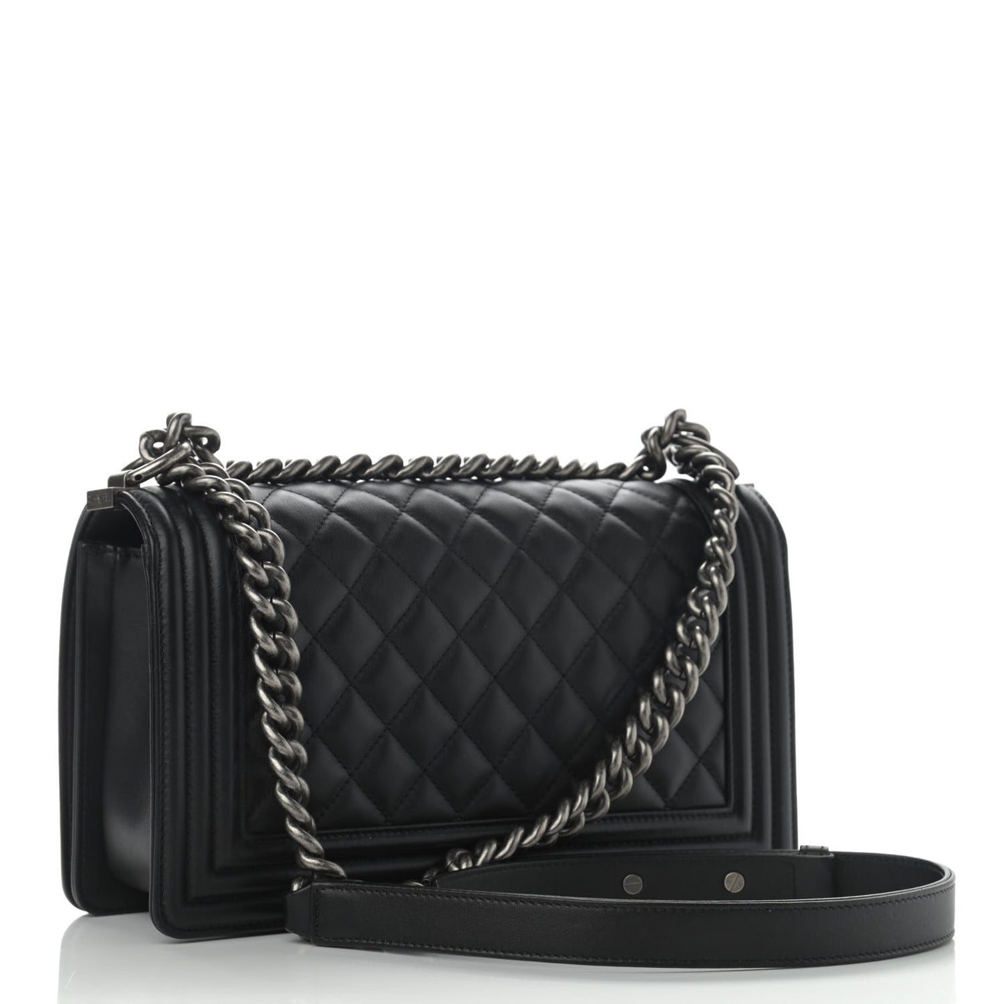 Calfskin Quilted Medium Boy Flap Black