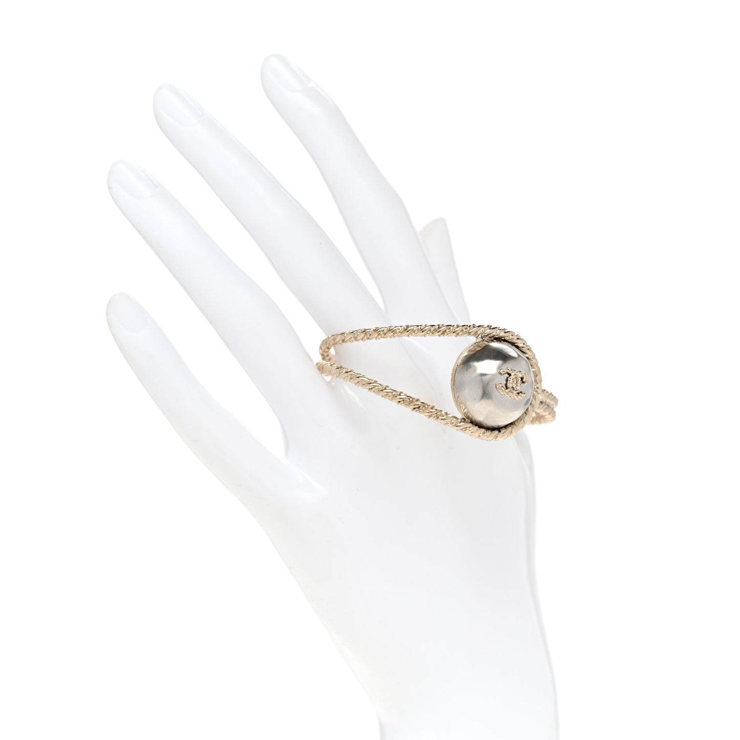 Pearl CC Rope Loop Cuff Bracelet Gold