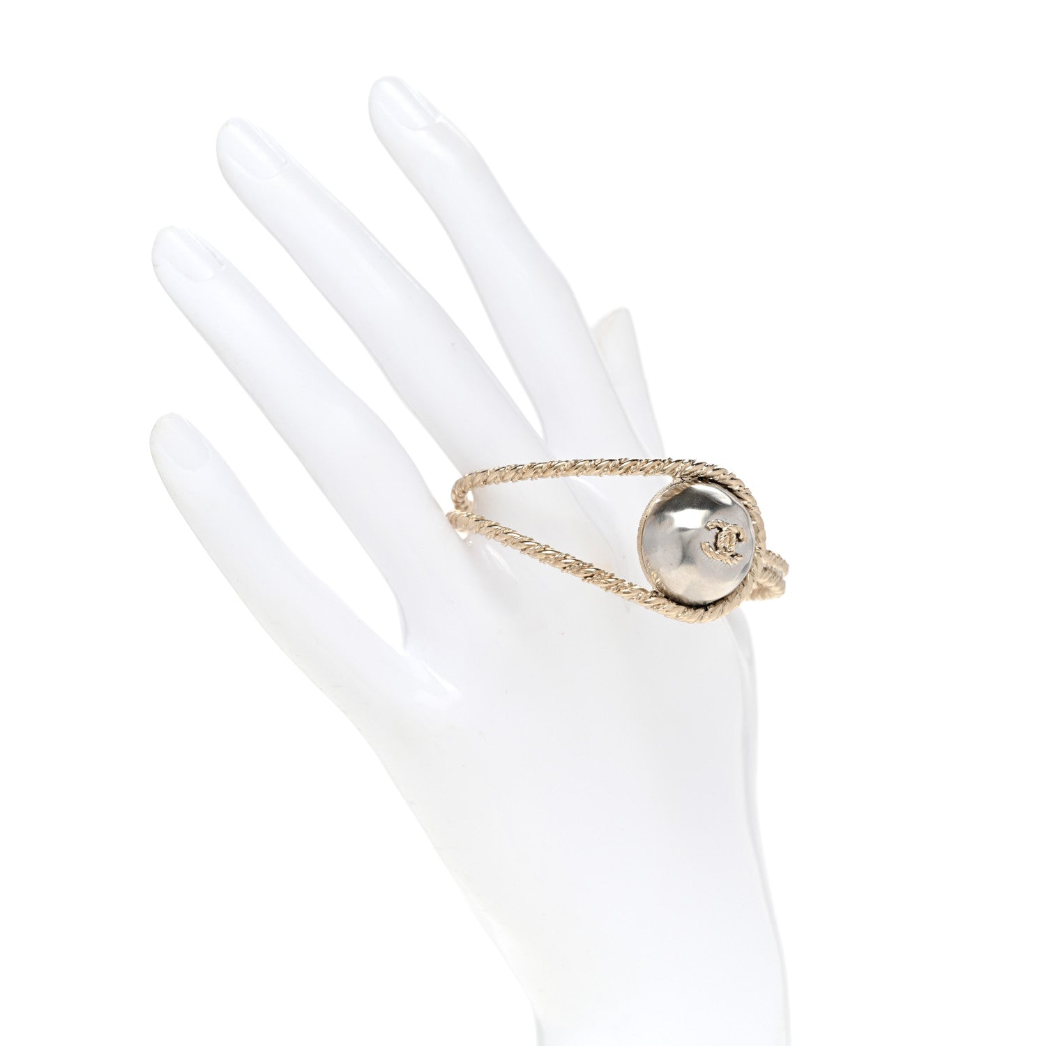 Chanel Pearl CC Rope Loop Cuff Bracelet Gold 2 of 5