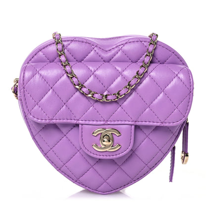 Chanel Lambskin Quilted CC In Love Heart Bag Purple 1 of 11