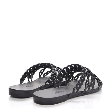 Hermes Rubber Chaine d'Ancre Nude Sandals 39 Black 4 of 7