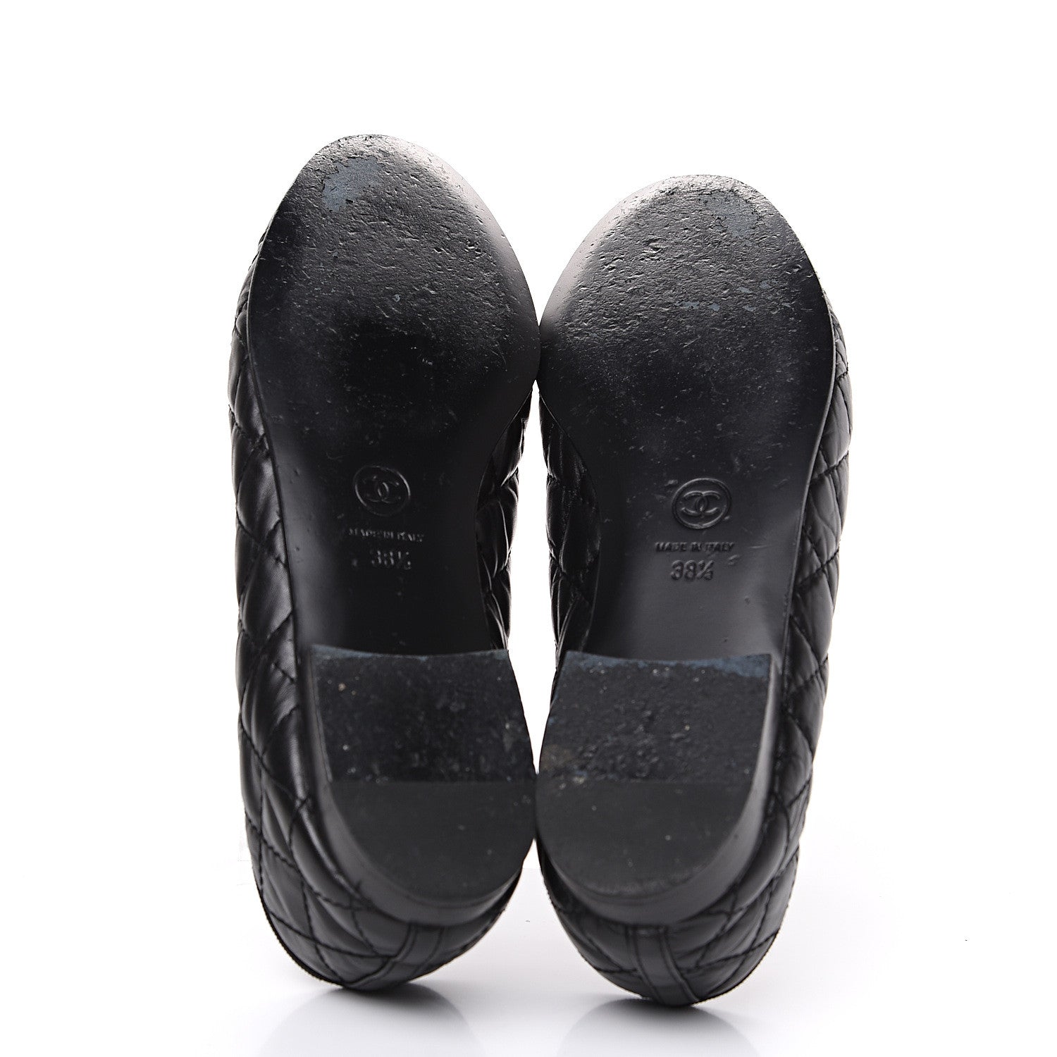 Chanel Aged Calfskin Quilted Cap Toe Ballerina Flats 38.5 Black 5 of 10