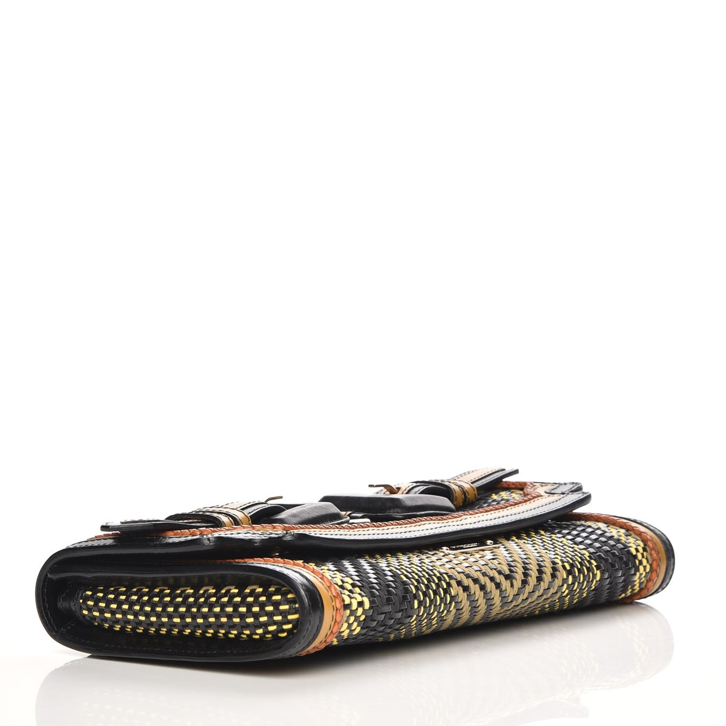 Prorsum Calfskin Cotton Woven Clutch Black Multi