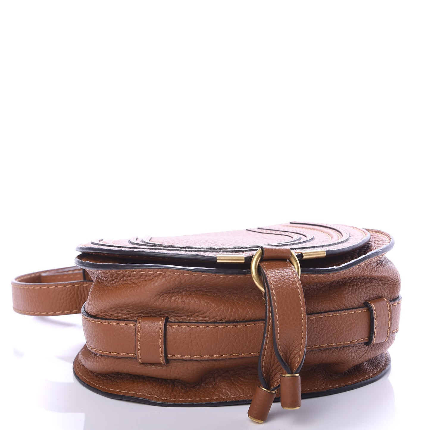 Calfskin Mini Marcie Round Crossbody Bag Tan