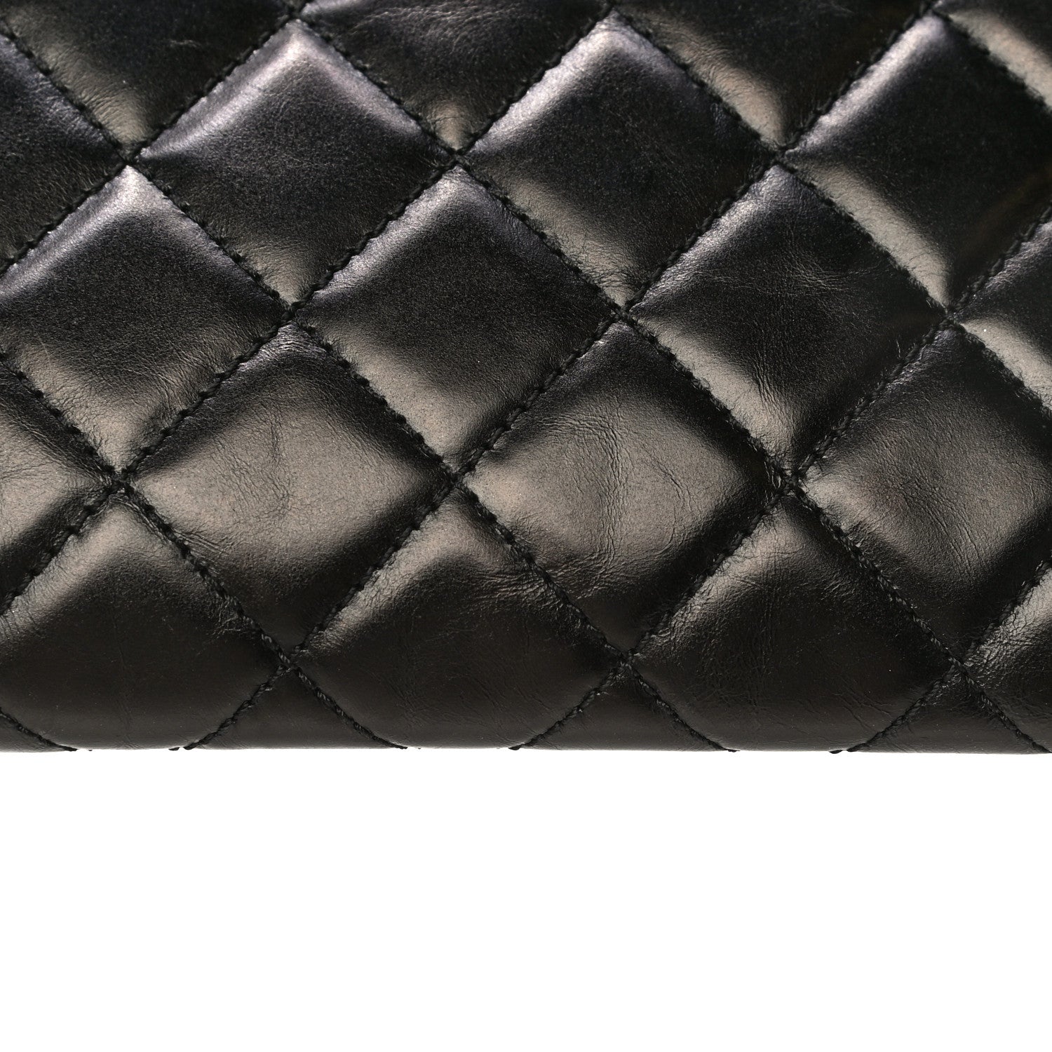 Chanel Aged Calfskin Quilted Zip Clutch Black 19 of 22