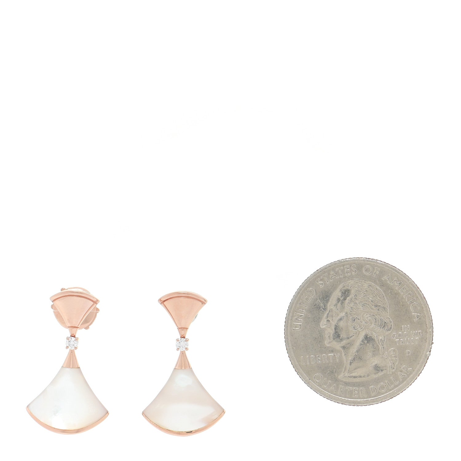 Bulgari 18K Rose Gold Diamond Mother of Pearl Divas' Dream Earrings 2 of 4