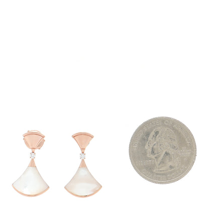 Bulgari 18K Rose Gold Diamond Mother of Pearl Divas' Dream Earrings 2 of 4