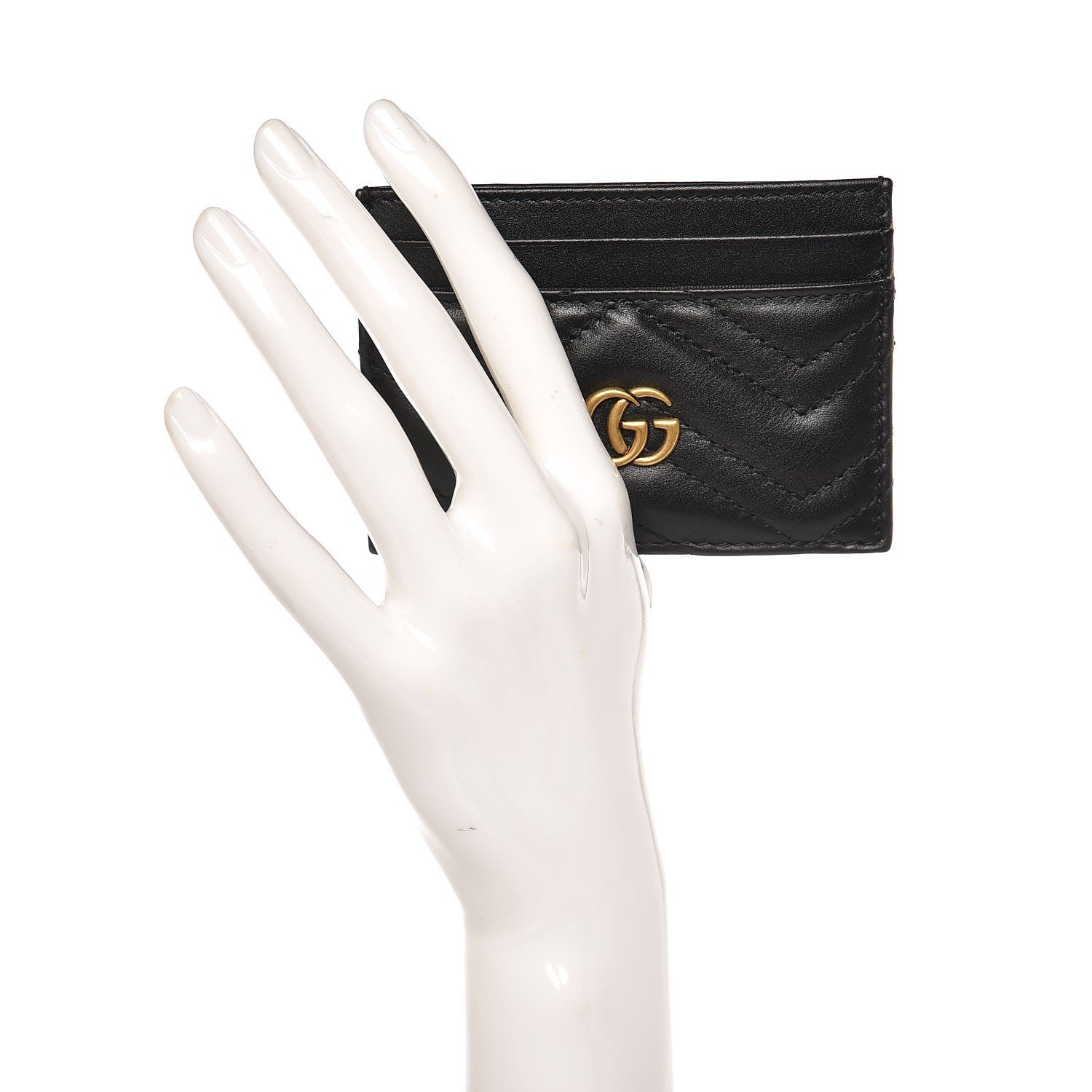 Gucci Calfskin Matelasse GG Marmont Card Holder Black 2 of 7