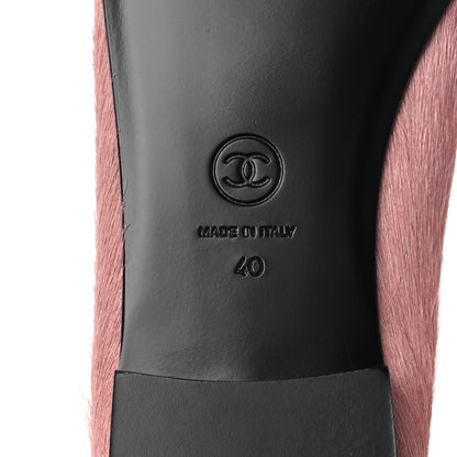 Chanel Pony Hair Cap Toe CC Ballerina Flats 40 Pink 8 of 10