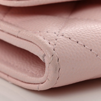 Chanel Caviar Quilted Crystal CC Large Gusset Flap Wallet Pink 9 of 12