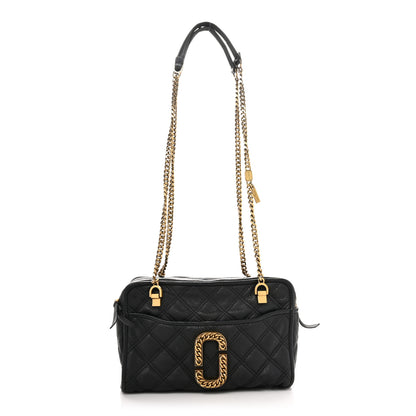 Marc Jacobs Grained Calfskin Quilted Double Stitched The Status Shoulder Bag Black 1 of 9