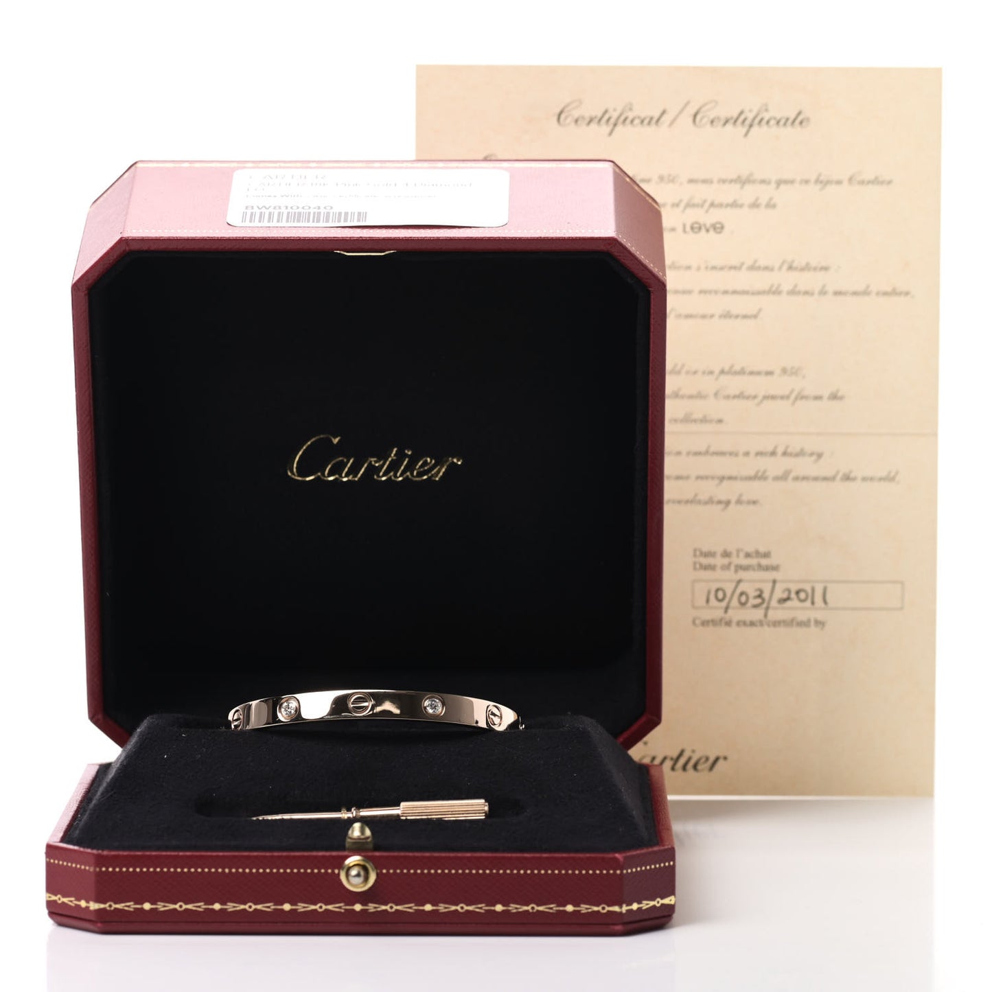 18K Pink Gold 4 Diamond LOVE Bracelet 17