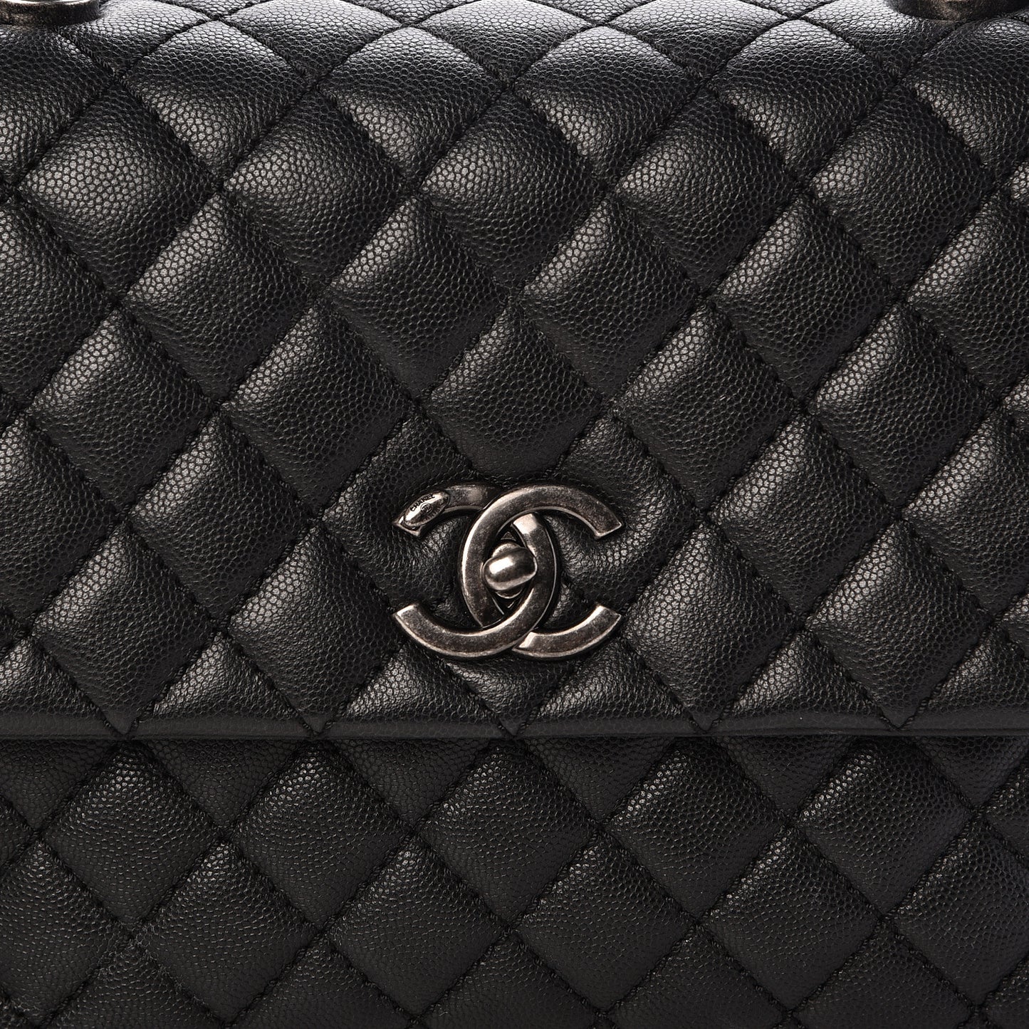 Caviar Quilted Medium Coco Handle Flap Black