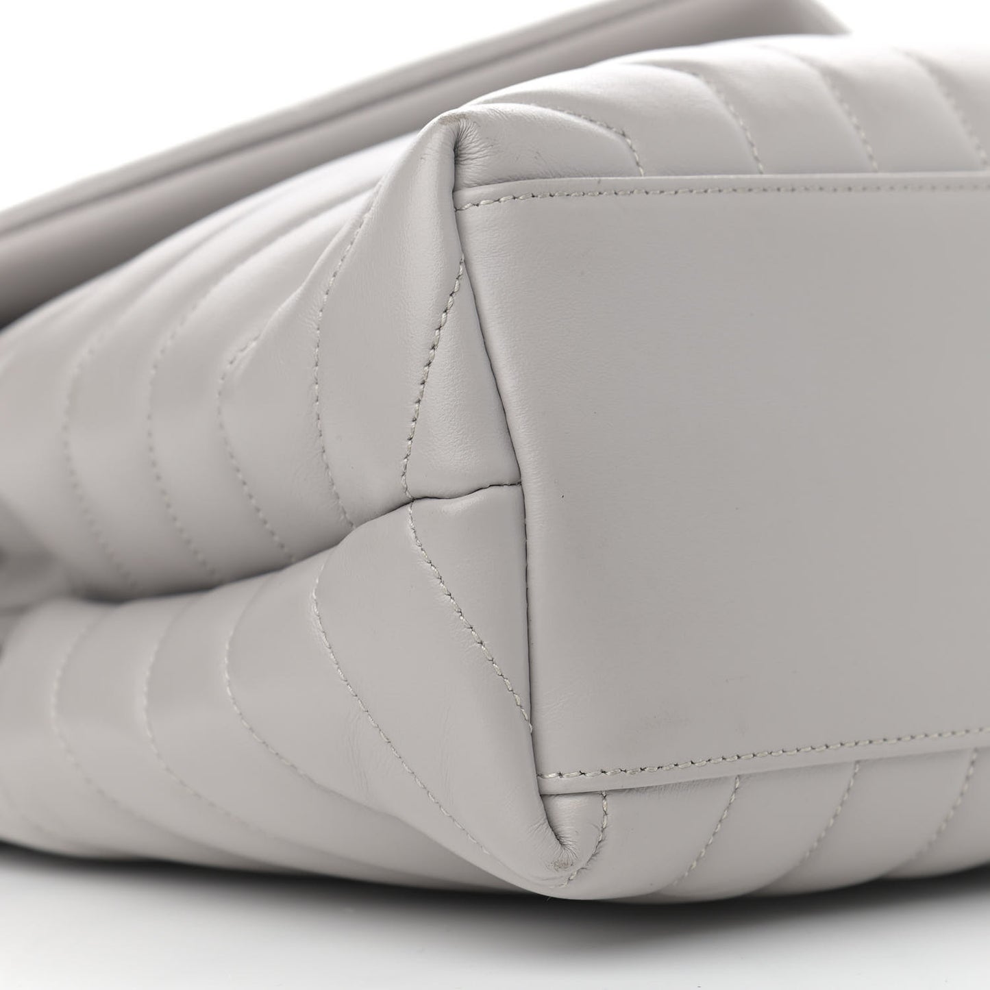 Calfskin Y Quilted Monogram Medium Loulou Chain Satchel Light Gray
