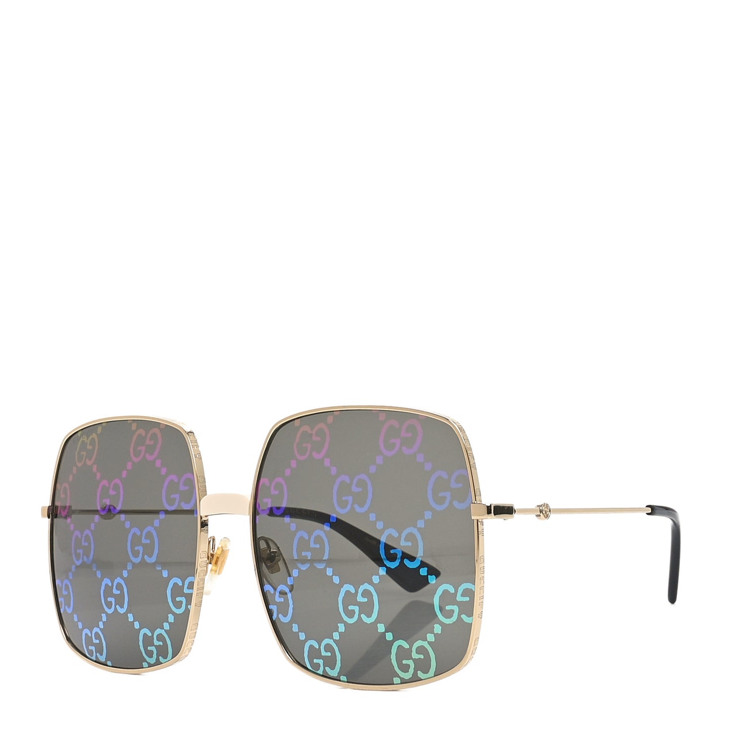 Metal Rectangular Frame Sunglasses GG0414S Gold Multicolor