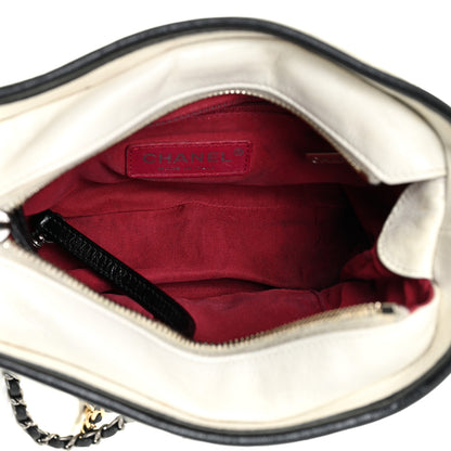 Chanel Aged Calfskin Quilted Small Gabrielle Hobo Black White 5 of 16