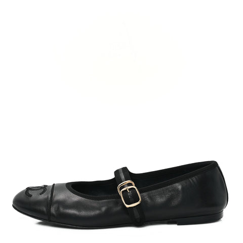 Lambskin Mary Jane Flats 38.5 Black