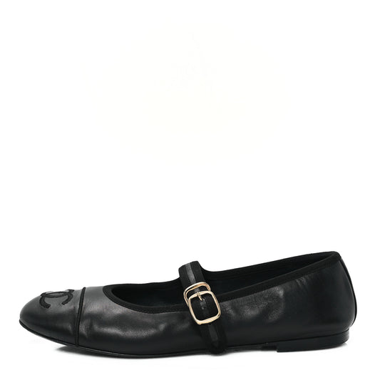 Lambskin Mary Jane Flats 39.5 Black