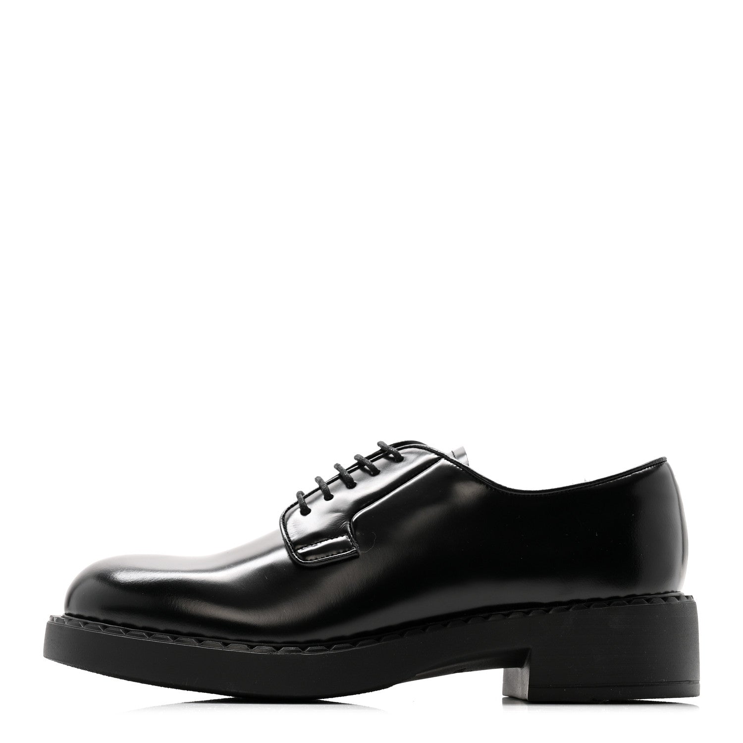 Prada Spazzolato Calzature Donna 50mm Derby Loafers 39 Black 1 of 10