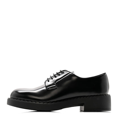Prada Spazzolato Calzature Donna 50mm Derby Loafers 39 Black 1 of 10
