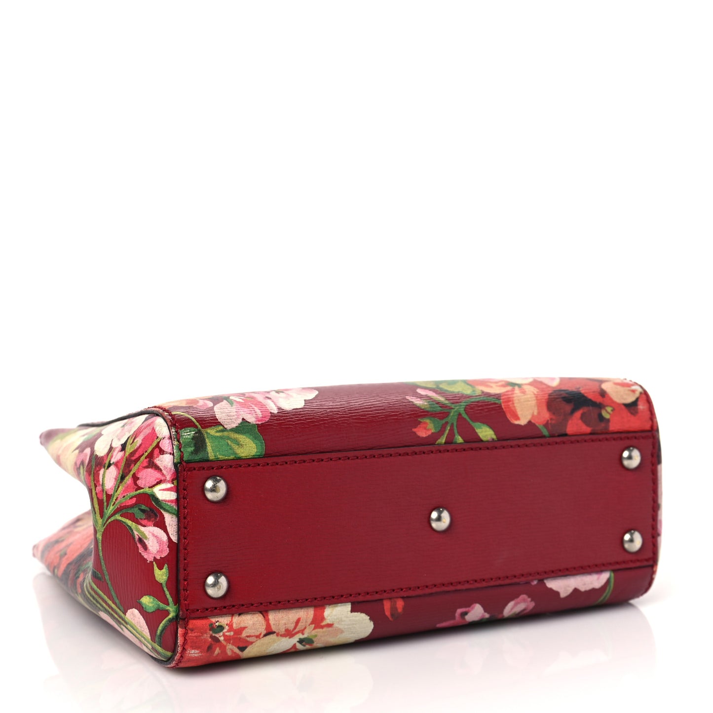 Shangai Calfskin Blooms Print Mini Bamboo Shopper Tote Romantic Cerise Multicolor