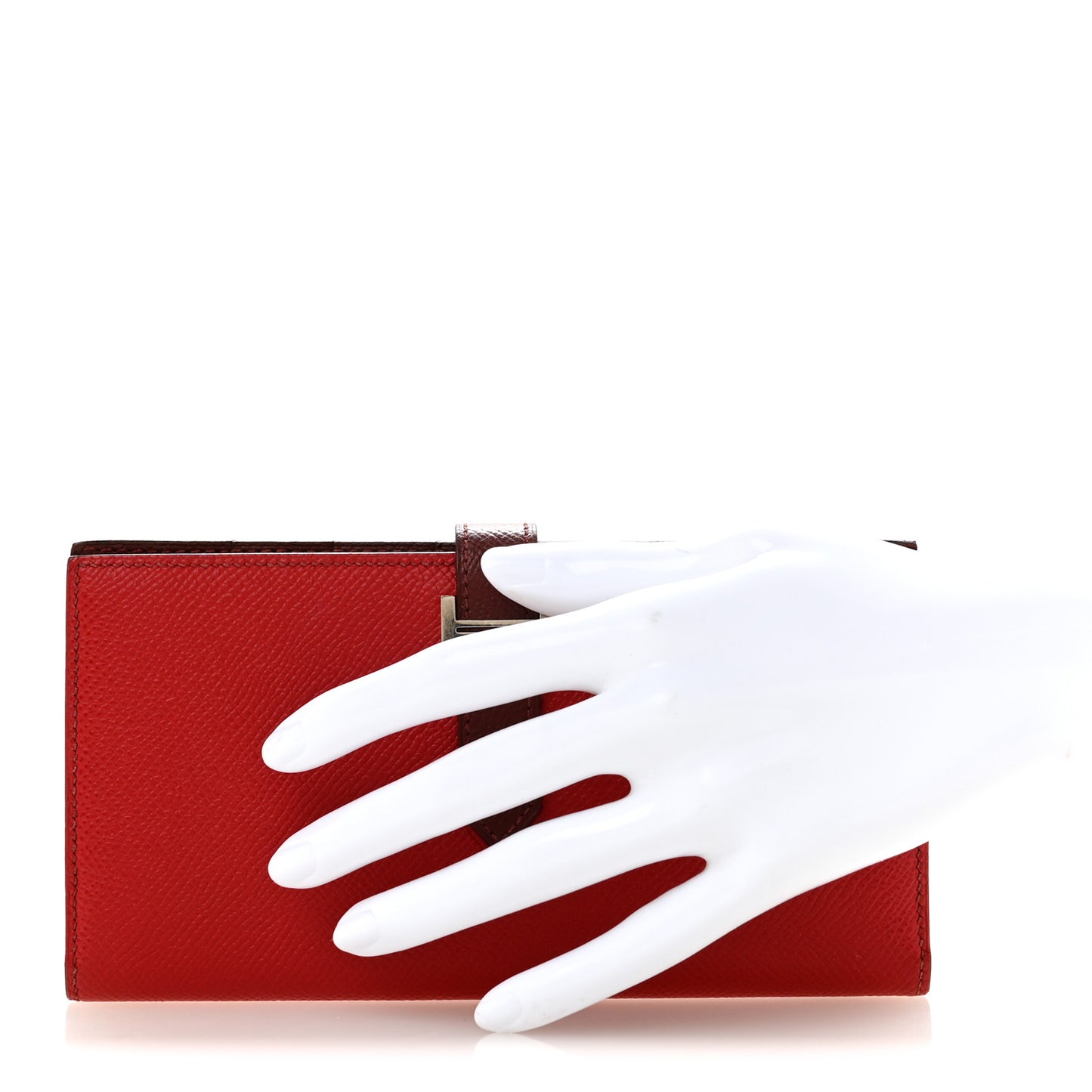 Epsom Bi-Color Bearn Gusset Wallet Rouge Casaque Rouge H