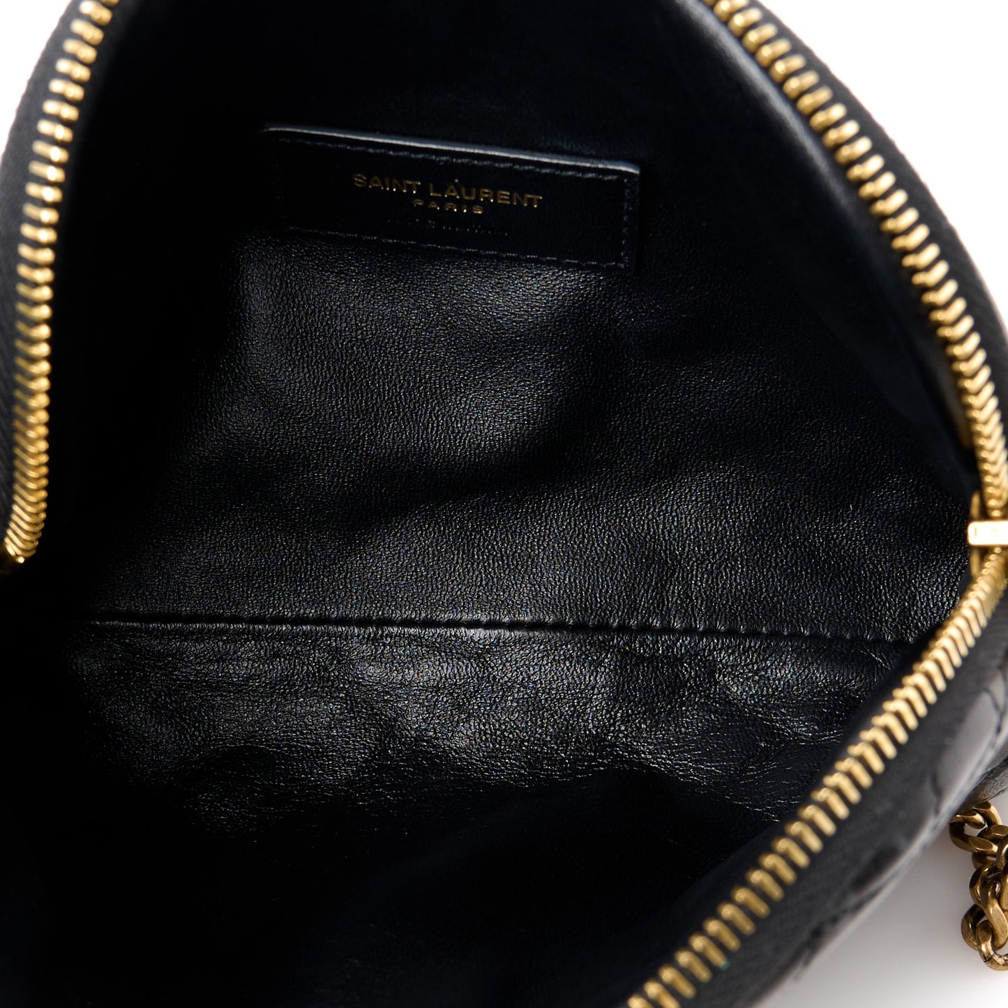Lambskin Quilted Gaby Zipped Pouch Black